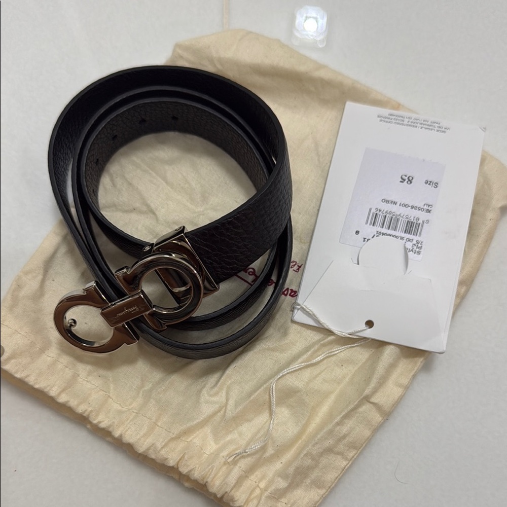 Salvatore Ferragamo Black Leather Belt